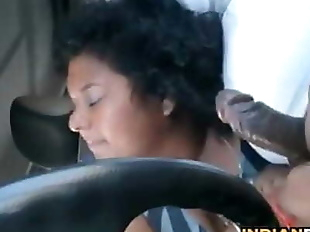 Fat Indian Gives A Blowjob In The Car 8 min